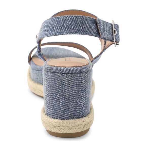 NWT BCBGENERATION Womens Blue Denim 1" Platform Allia Wedge Leather Sandal 11 M - Picture 2 of 5